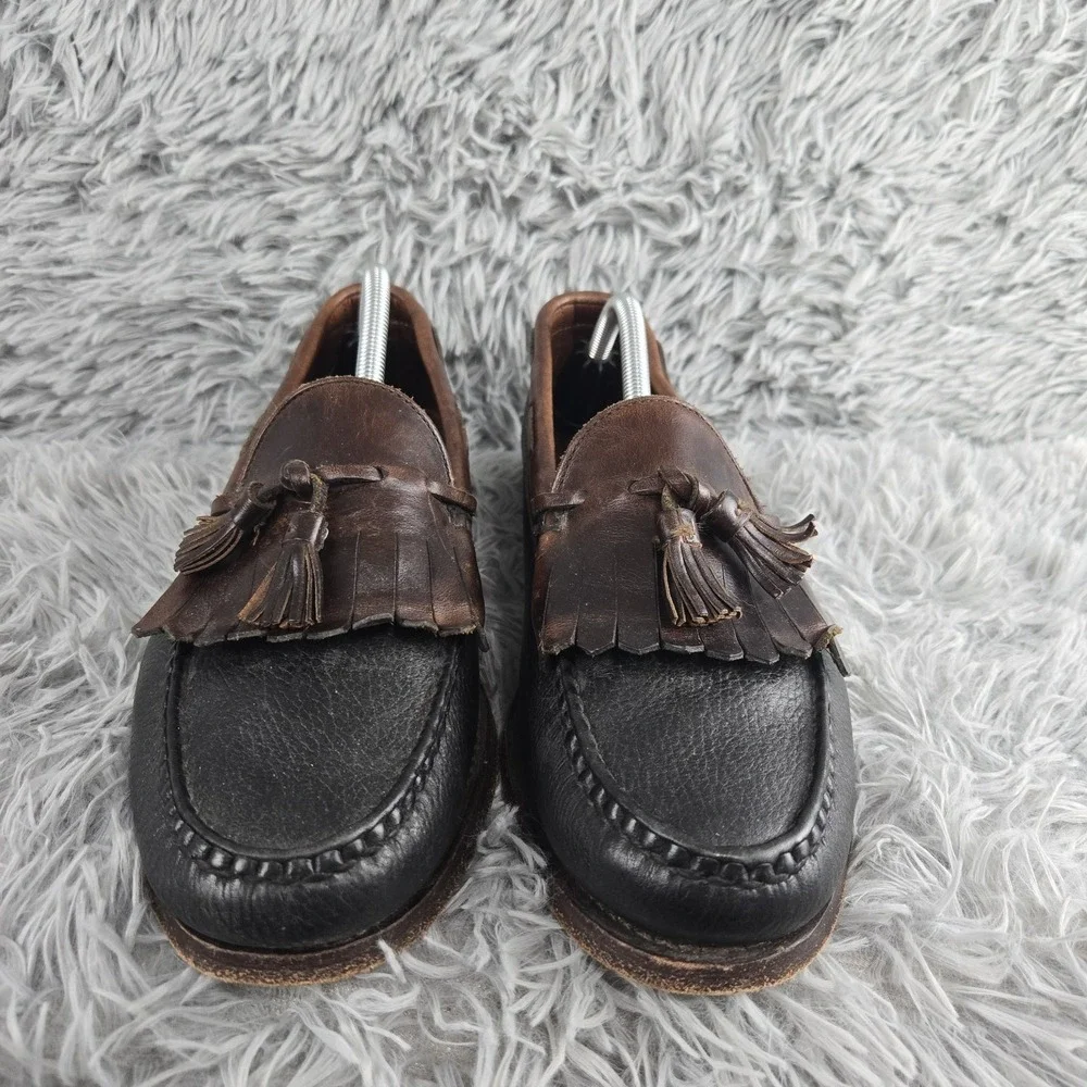 Allen Edmonds Mens 11 B Black Brown Nashua‎ Kiltie Tassel Loafers 42250
